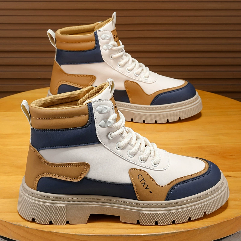 Bottes Martin Homme 2026 Nouveau Printemps Hautes Semelle Épaisse Montantes Style Britannique Bottes de Travail Moto Décontractées Mode