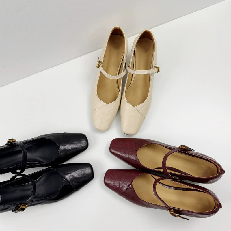 Chaussures Mary Jane à Bout Carré, Talon Épais, Bride à Boucle pour Printemps 2026 · MOHE China shoe factory