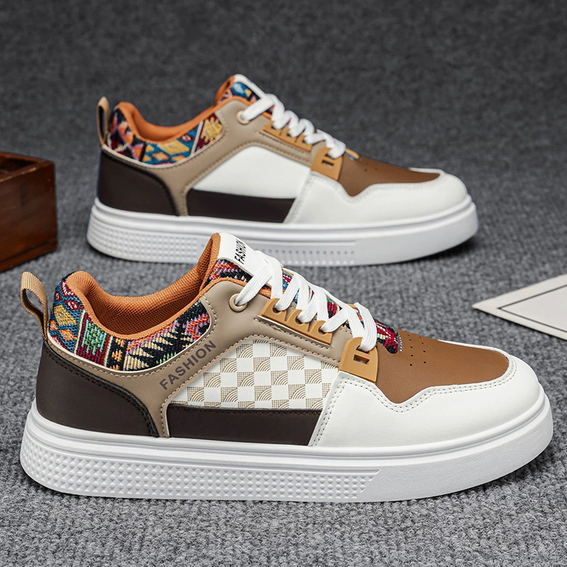 Chaussures de skate décontractées ethniques patchwork respirantes pour homme printemps, semelle souple antidérapante rétro basse · MOHE China shoe factory
