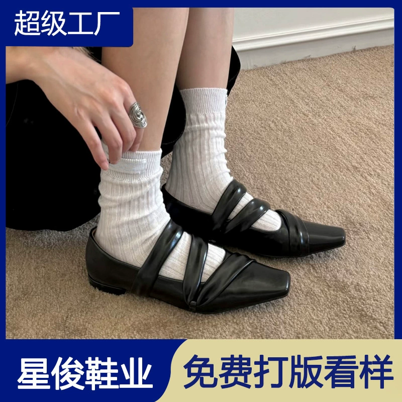 Ballerines carrées en cuir souple rétro 2026 nouvelles pour femme printemps chaussures Mary Jane talon bloc · MOHE China shoe factory