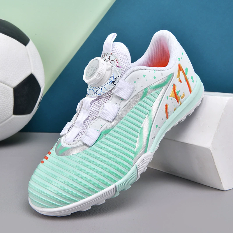Rotating Buckle Kids Football Shoes Boys Girls Summer Mesh Professional TF Studded Training Game