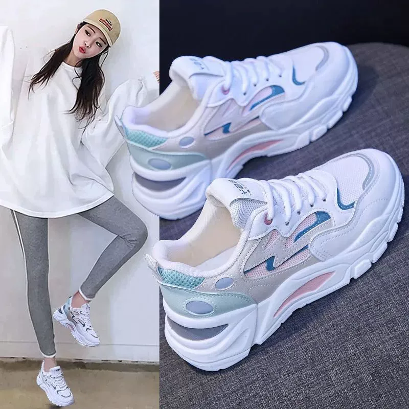 2026 Herbst Koreanischer Stil Chunky Sneaker für Damen Plateausohle Freizeit-Walking-Schuhe 811-1