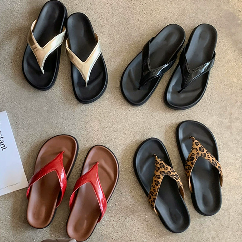 Verano Nuevo Suela Gruesa 3cm Estampado Leopardo Chanclas de Playa para Mujer, Sandalias Casuales · MOHE China shoe factory