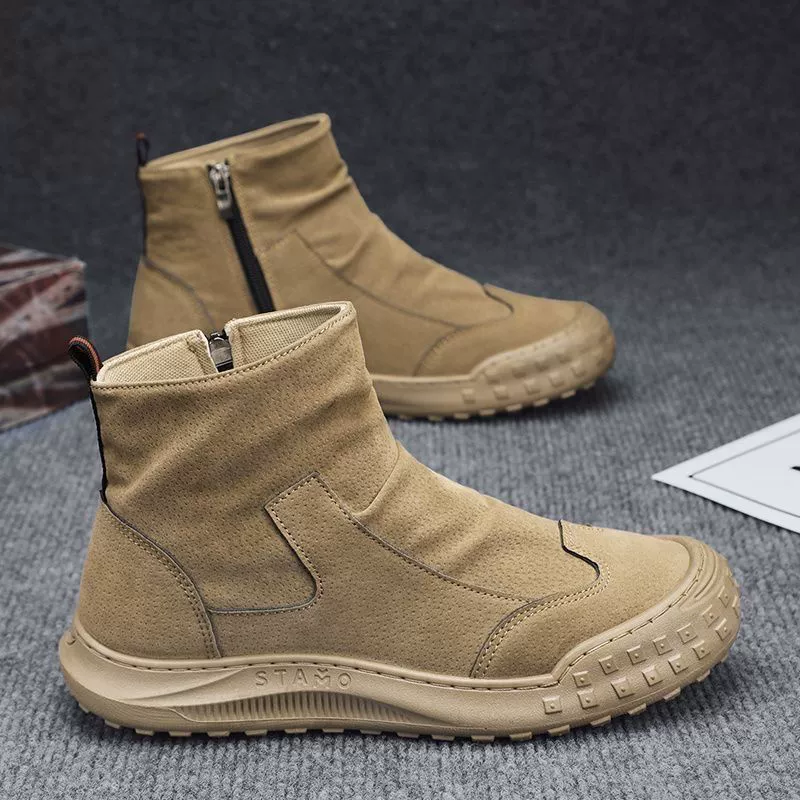 2026 Zapatos de Trabajo para Hombre de Caña Alta Antideslizantes Resistentes al Desgaste Impermeables Suela Gruesa Cómodos