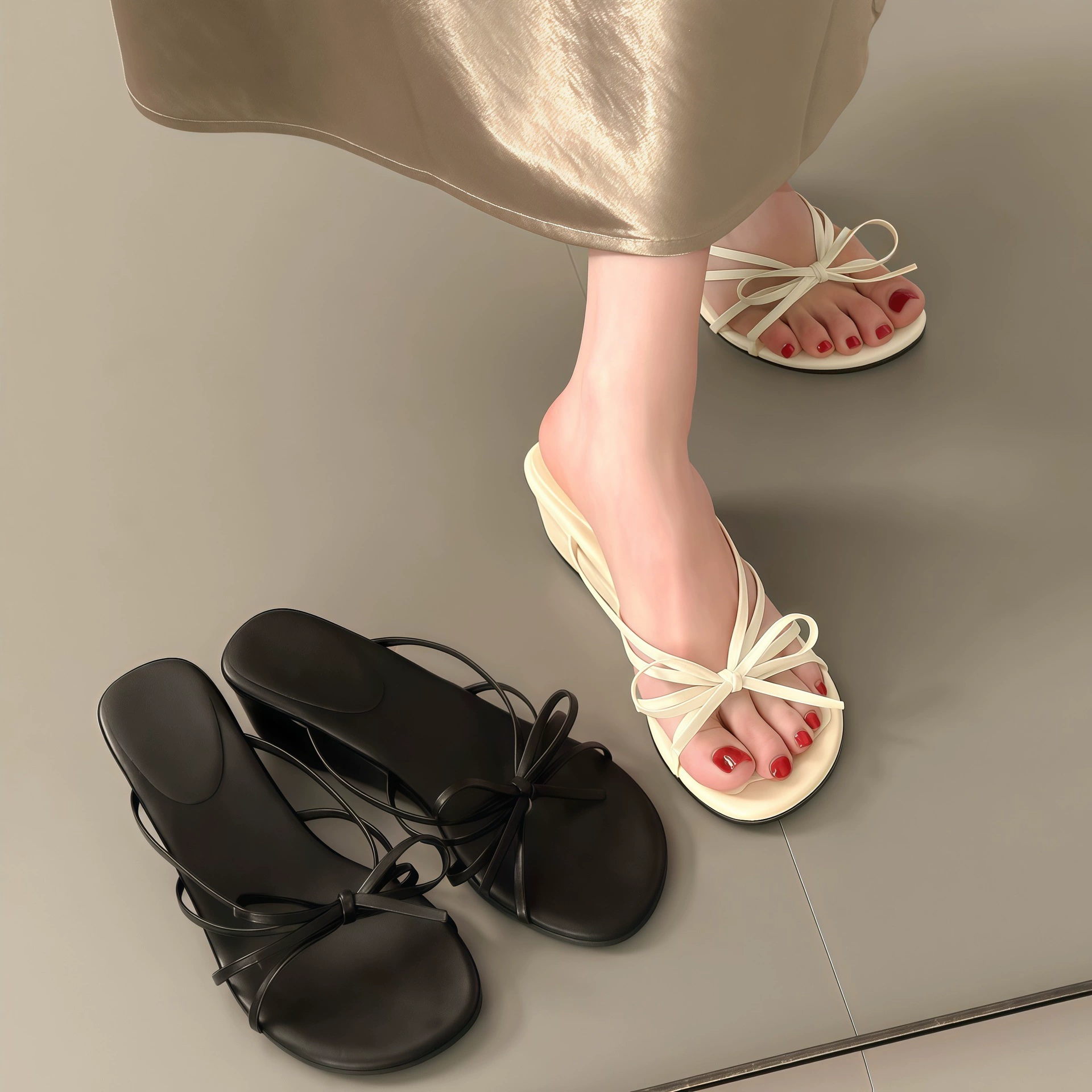 Chuyuji Mules à Talon Bloc Épais, Bride, Femme Été Extérieur 2026, Vacances Plage · MOHE China shoe factory