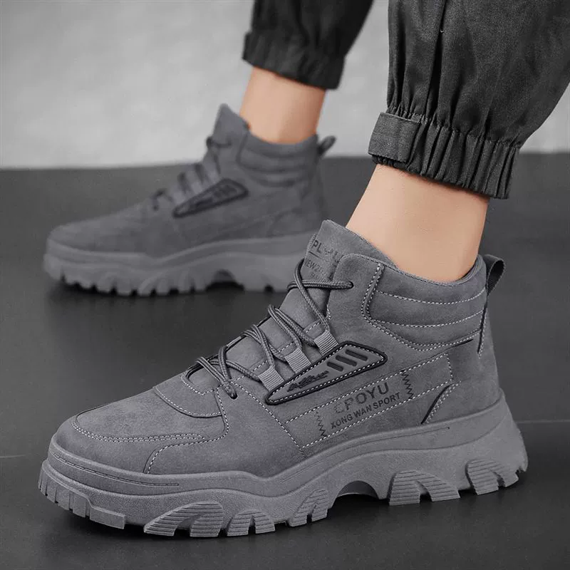 Botas de trabajo altas impermeables antideslizantes para hombre otoño, para senderismo, suela gruesa