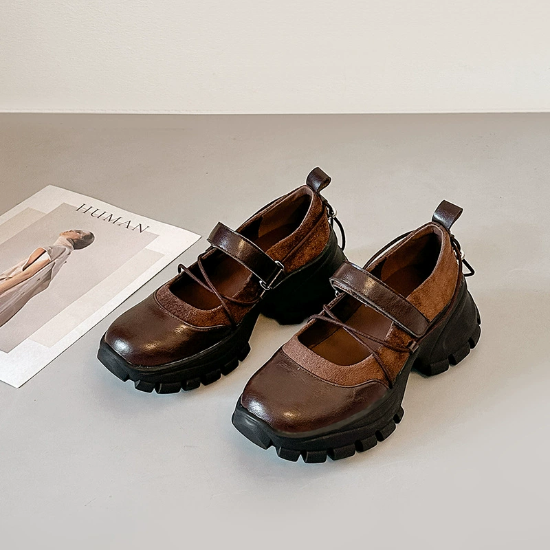 Chaussures Mary Jane Rétro pour Femme avec Bride Velcro, Talon Épais pour Printemps 2026 · MOHE China shoe factory