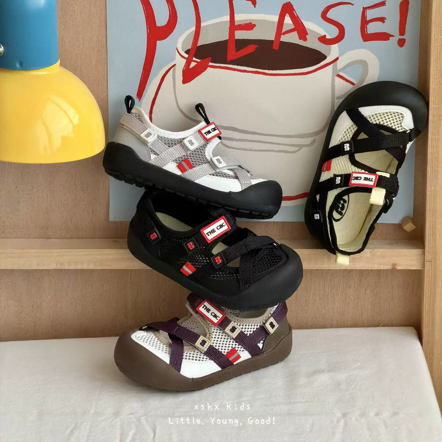 XSHX Britische Association Kinder Outdoor-Sportsandalen, rutschfeste Gummizehenkappe, breiter Kopf, Mesh, Frühling/Sommer · MOHE China shoe factory