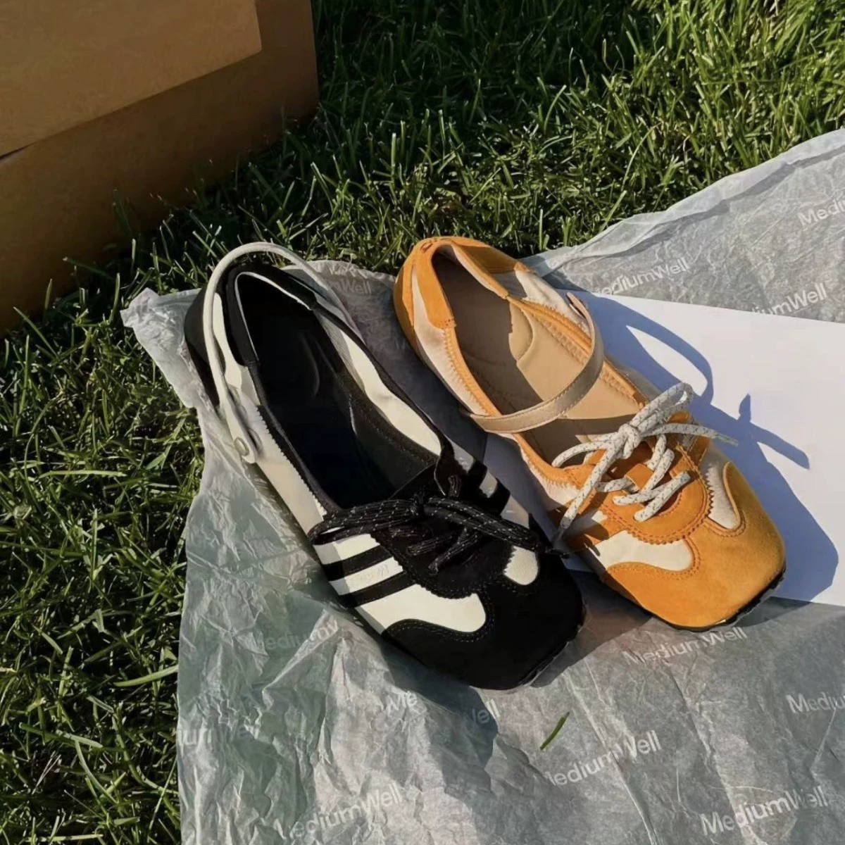 Sapatilhas Ballet Color Block Retro para Mulheres 2025, Sapatos Trainer Alemães Esportivos Casuais