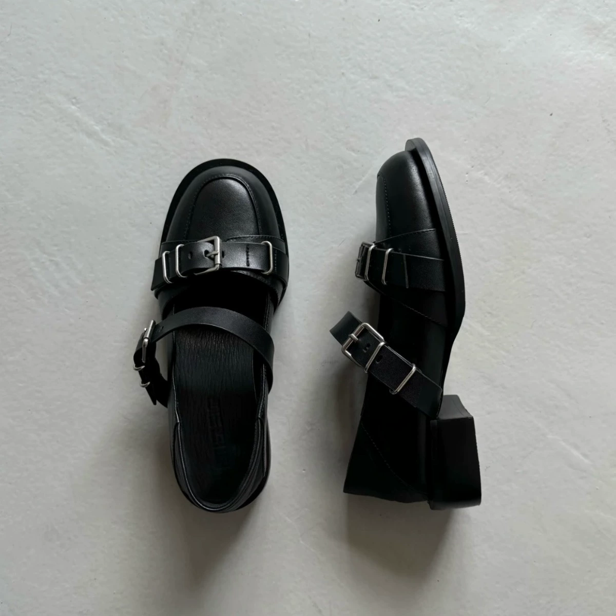 Women's Vintage British Style Mary Jane Shoes, Dark Gothic Round Toe Buckle Low Heel