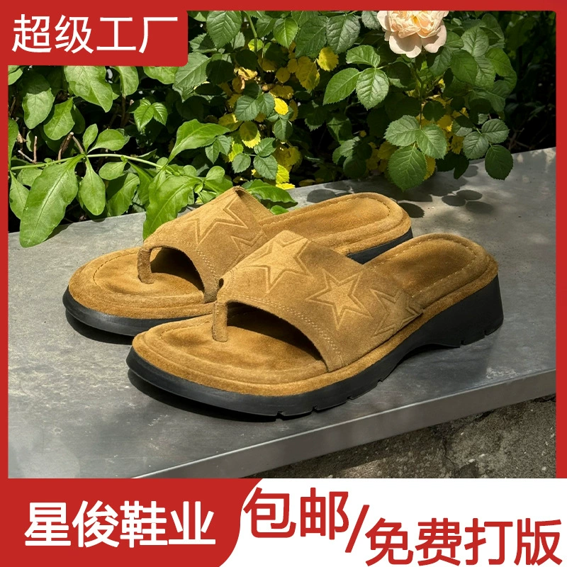 Nischen Neu Sternprint Zehensteg Plateausohle Flip Flops, Damen 2026 Frühjahr Neu lässig erhöht Sandalen Hausschuhe · MOHE China shoe factory