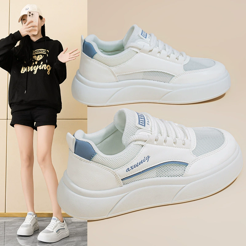 Zapatillas de Malla Transpirables Verano para Mujer, Suela Gruesa Coreana, Zapatos Casual de Tabla