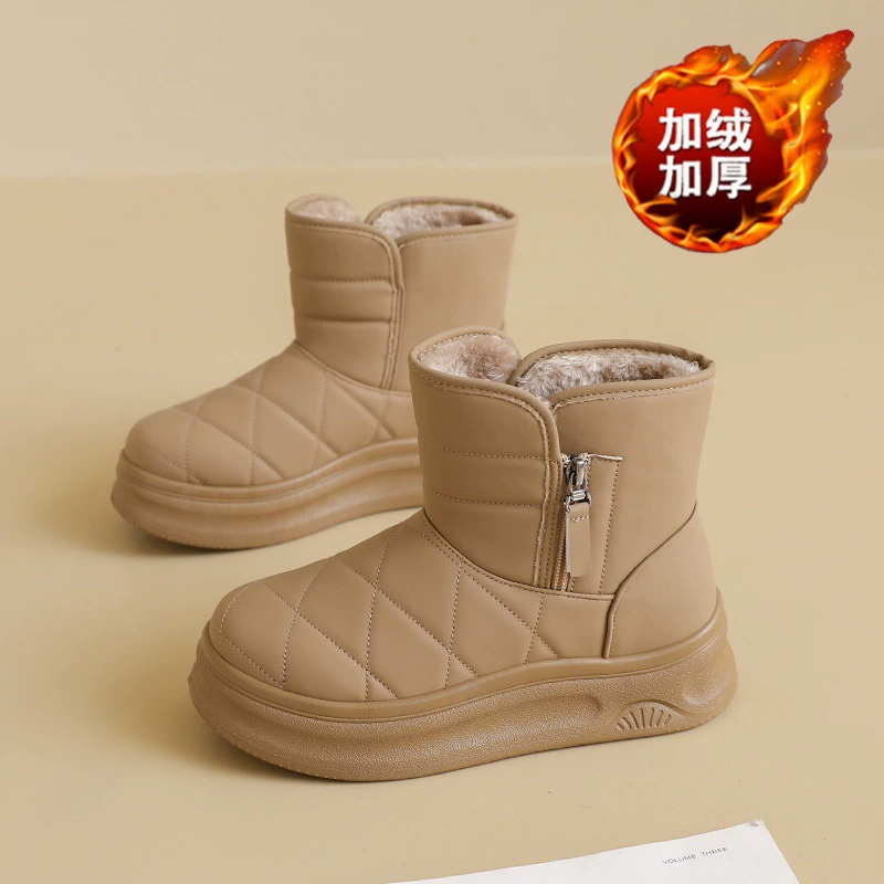 Winter Fur-Lined Snow Boots for Women 2025 New, Thick Warm Cotton, Platform Casual Short Boots