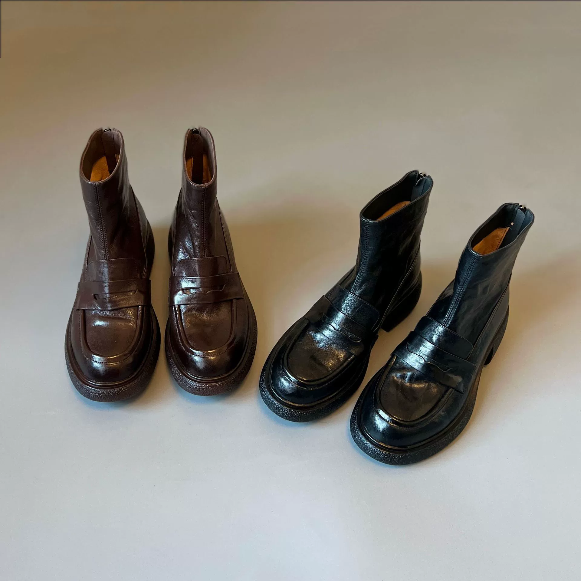 Damen Martin-Stiefel mit Blockabsatz, Braun, Britischer Stil, weiche Sohle, 2025