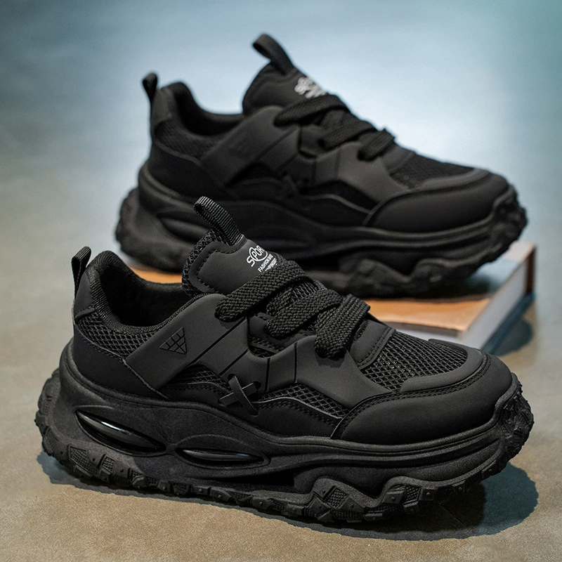 Sapatos Casuais Masculinos de Malha Respirável de Inverno com Aumento de Altura Tênis Dad Antichoque