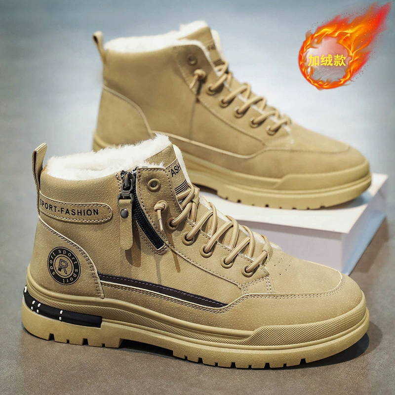 Botas Martin con forro de piel para hombre invierno, impermeables antideslizantes, botas de seguridad para construcción