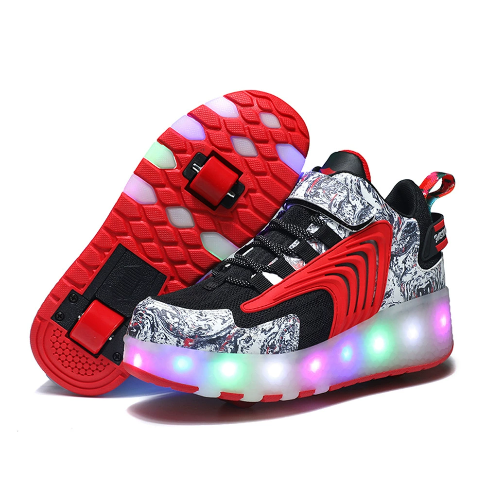 Exportación Heelys de Dos Ruedas para Niños, Patines con Luces LED, Zapatos de Skate para Estudiantes, Retráctiles para Exteriores