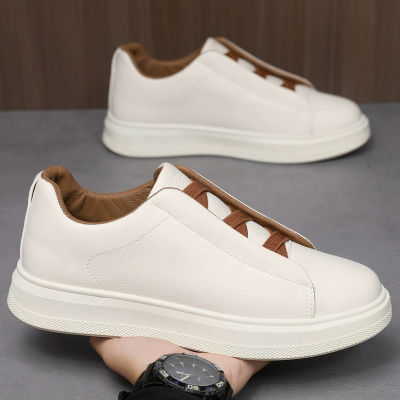 Men's Shoes Extra Large Size 46 Board Shoes Vintage Retro Low Top Casual Leather Soft Sole Breathable White Sneakers