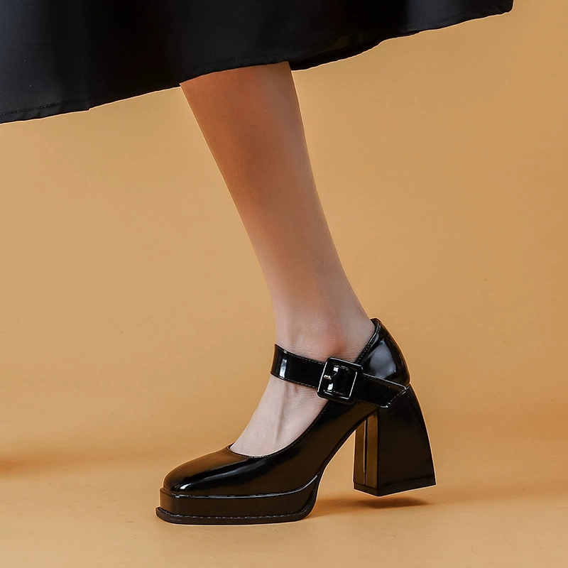 Women's Retro Mary Jane Heels, 2025 Spring Autumn Square Toe Chunky Heel Shoes