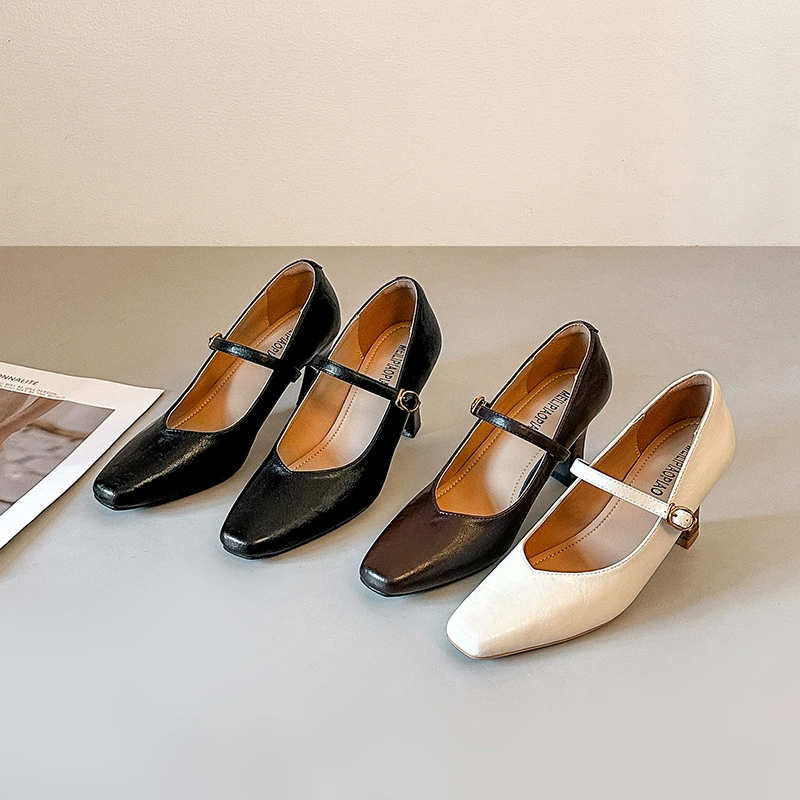 Chaussures Mary Jane à bout carré et talon bloc pour femme, 2026 nouveau, bride, talon haut · MOHE China shoe factory