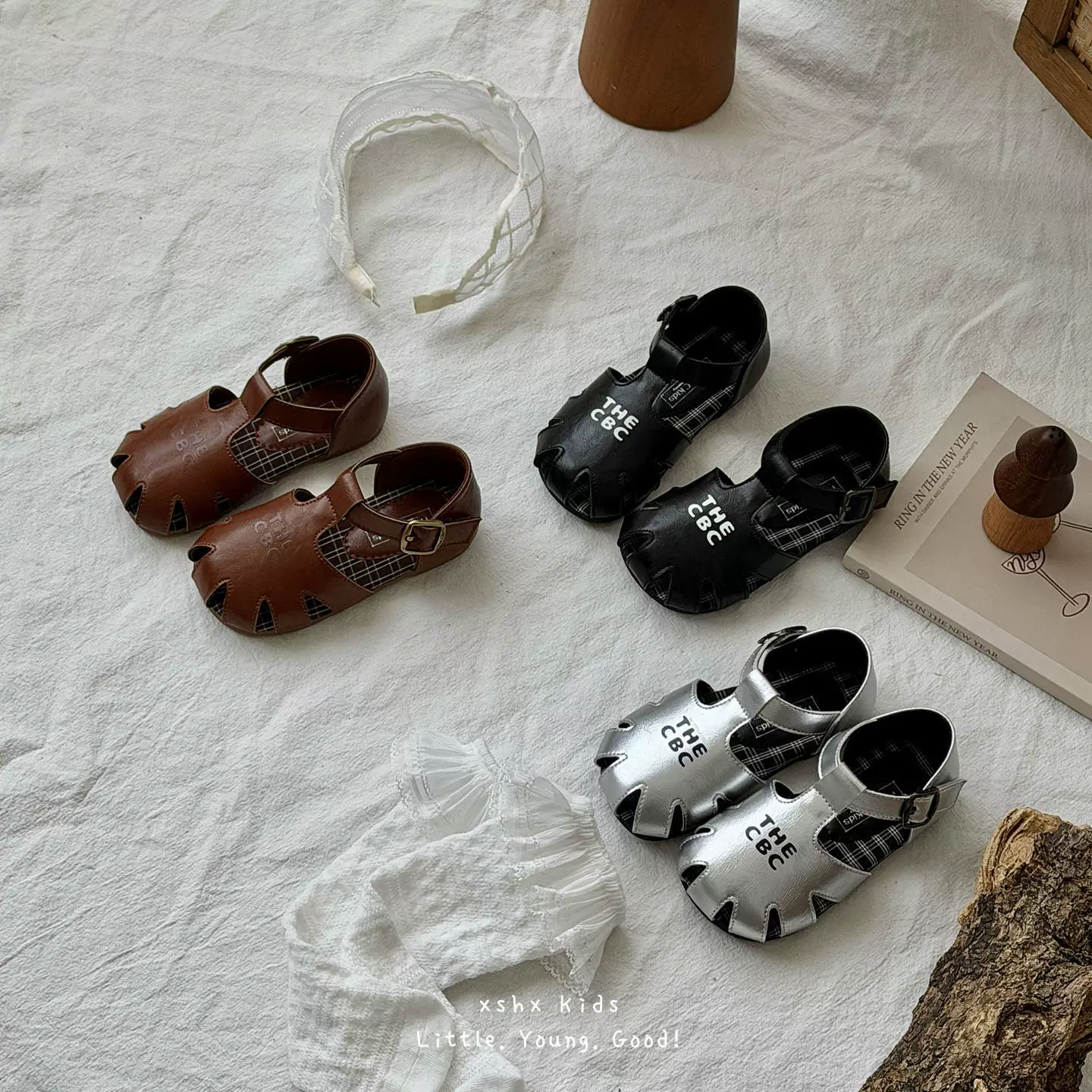 XSHX Sandales en cuir style romain pour enfants, semelle en caoutchouc respirante, printemps-été · MOHE China shoe factory