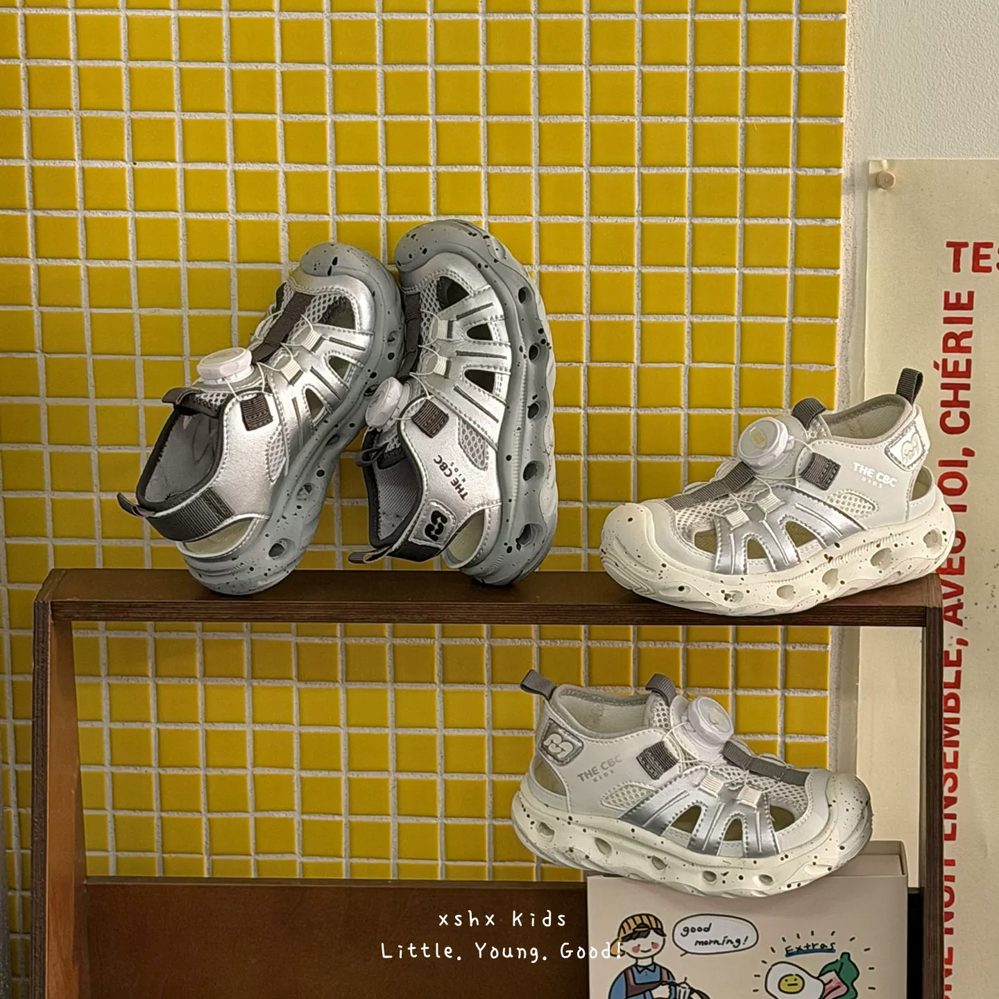 XSHX Sandales de sport légères et respirantes pour enfants, style suisse, bouton à torsion, confortables, pour courir et sauter, garçons et filles, printemps-été · MOHE China shoe factory