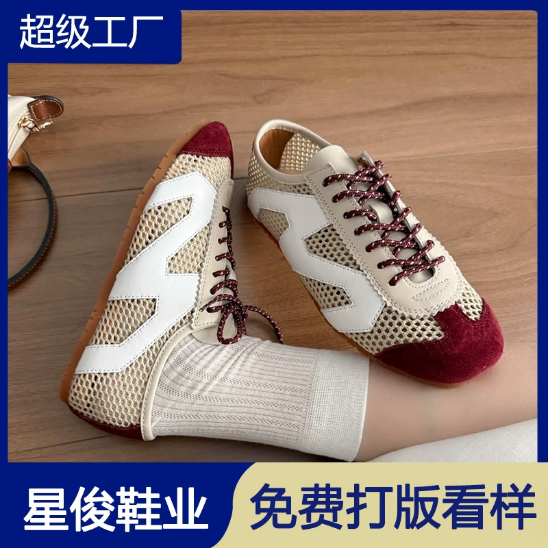 Zapatos de entrenamiento de malla para exteriores para mujer, zapatos planos casuales de corcho nuevos 2026