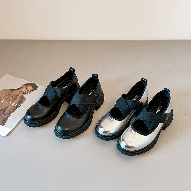 2026 Frühling Retro Britische Blockabsatz Mary Jane Schuhe Damen Kreuzriemen · MOHE China shoe factory