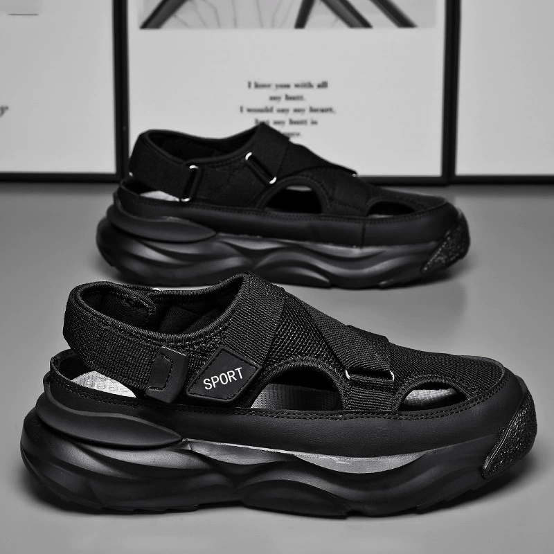 2026 Summer Clogs Men's Breathable Mesh Driving Sandals Thick Sole Beach Shoes