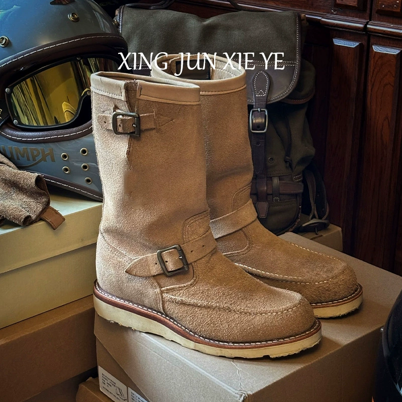 Botas Retro Cano Alto com Fivela para Mulheres 2025, Botas Motorcycle Casuais Outono