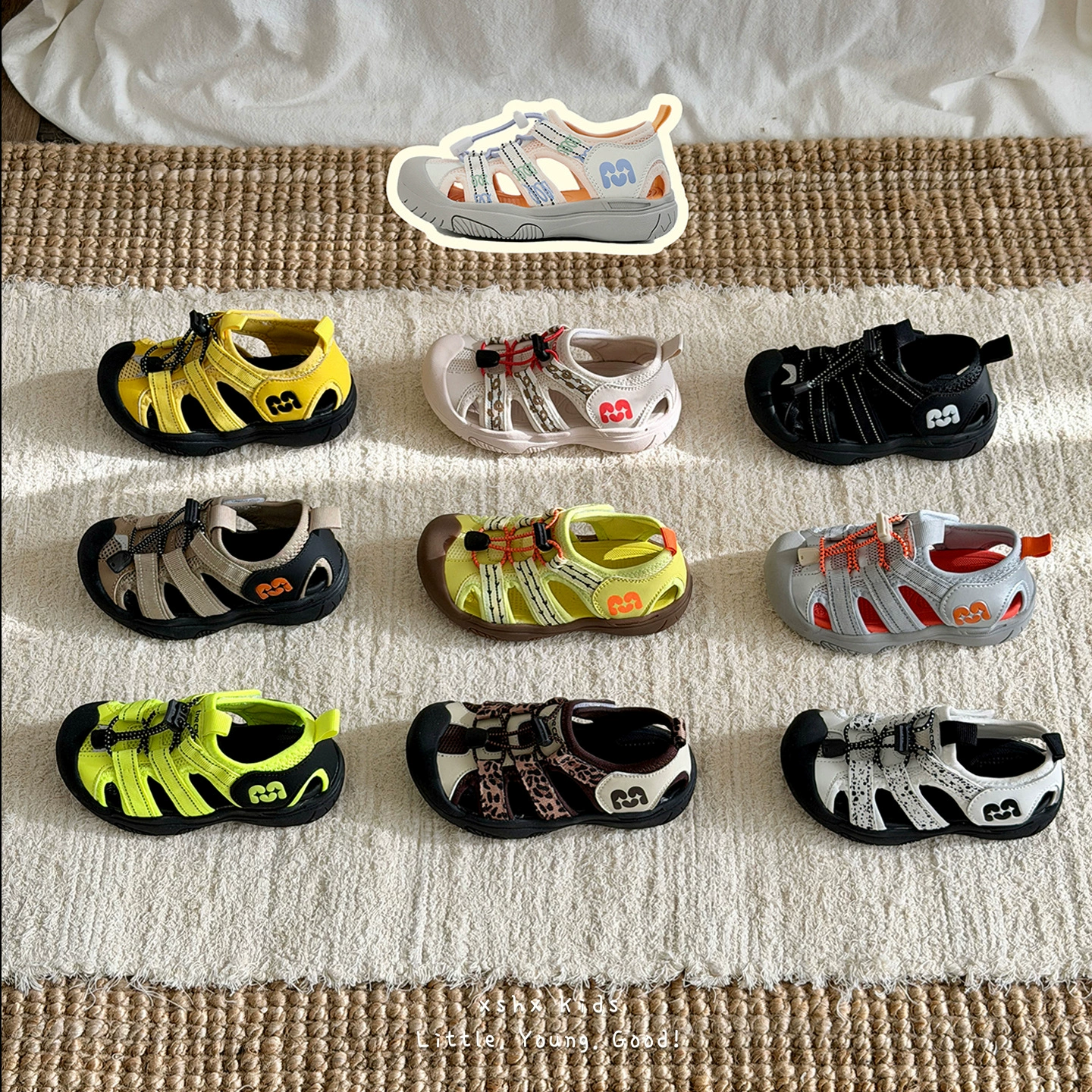 XSHX sandales de randonnée style japonais pour enfants, unisexe été, antidérapantes semelle caoutchouc sport