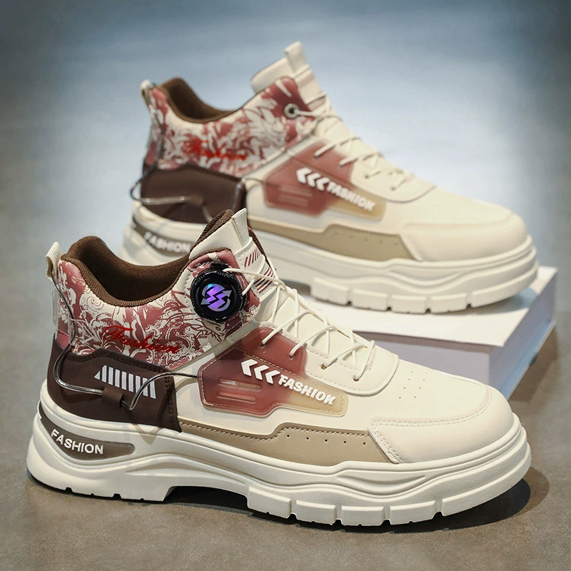 Men's 2025 Rotating Buckle Durable Sport Casual Shoes Thick Sole Height Increasing Work Fashion Martin Boots