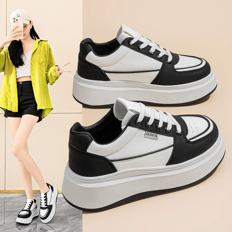 Chaussures blanches respirantes femme printemps 2025, sneakers décontractées à semelle épaisse style coréen
