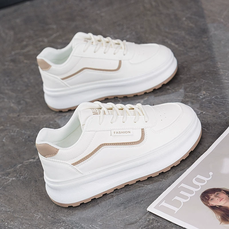 Zapatos Blancos Mujer Otoño 2025 Suela Gruesa Coreanos Aumento de Altura Casual Deportivos Plataforma