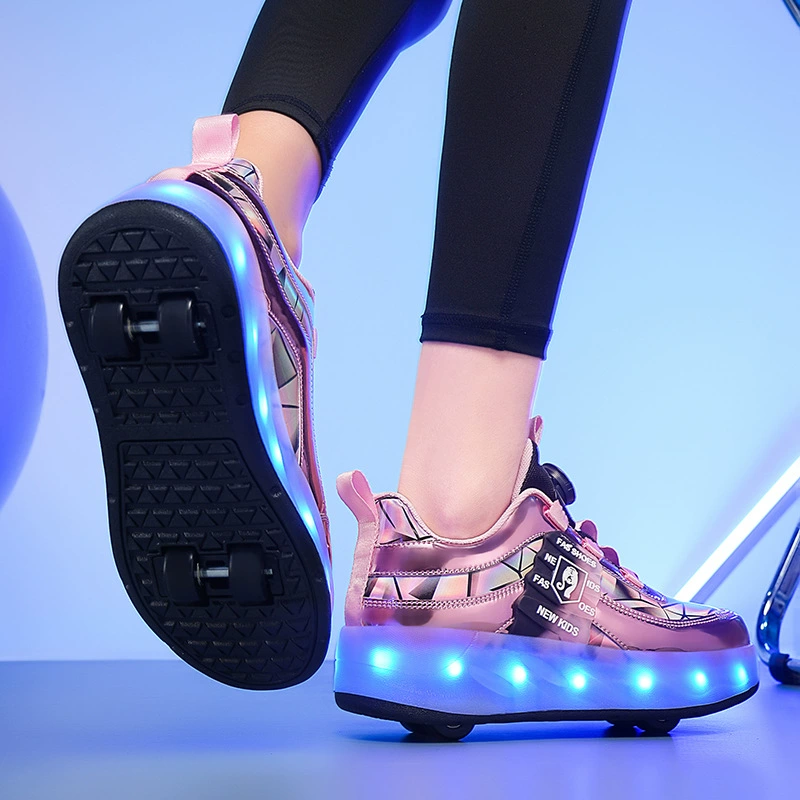 Nuevos Patines Heelys de Cuatro Ruedas con Luces LED Recargables USB para Niños, Exportación, Unisex