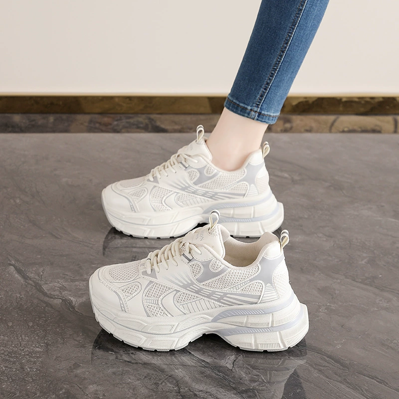 Tênis Chunky Femininos Outono 2025, Mesh Respirável, Sola Grossa com Aumento de Altura · MOHE China shoe factory