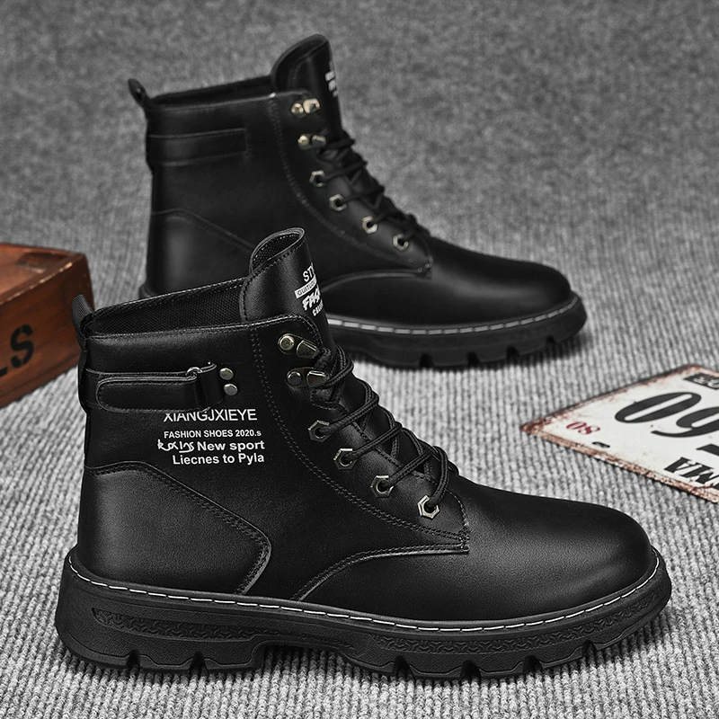 Zapatos para Hombre Otoño Botas Martin Moda Versátiles Zapatos de Trabajo Antideslizante Resistente al Desgaste Suela Gruesa Botas Abejorro