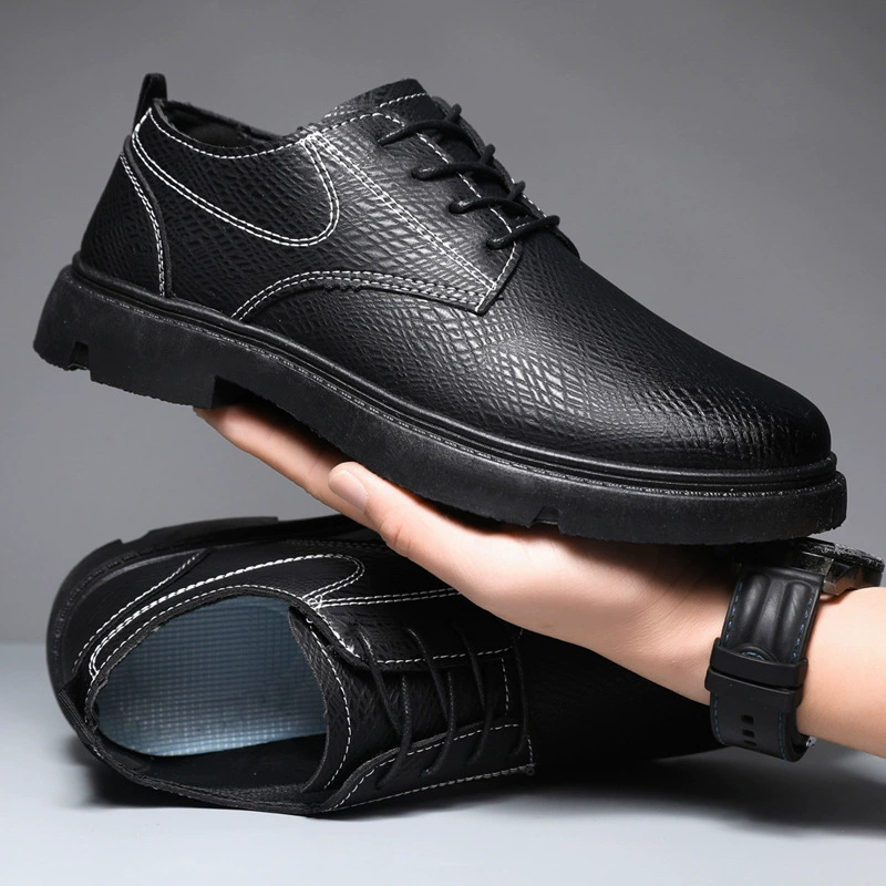 Men's Genuine Leather Breathable Casual Shoes, British Style Low Top Spring 2026