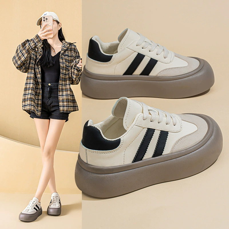 Chaussures blanches German Trainer femme printemps 2025, sneakers décontractées à semelle épaisse style coréen