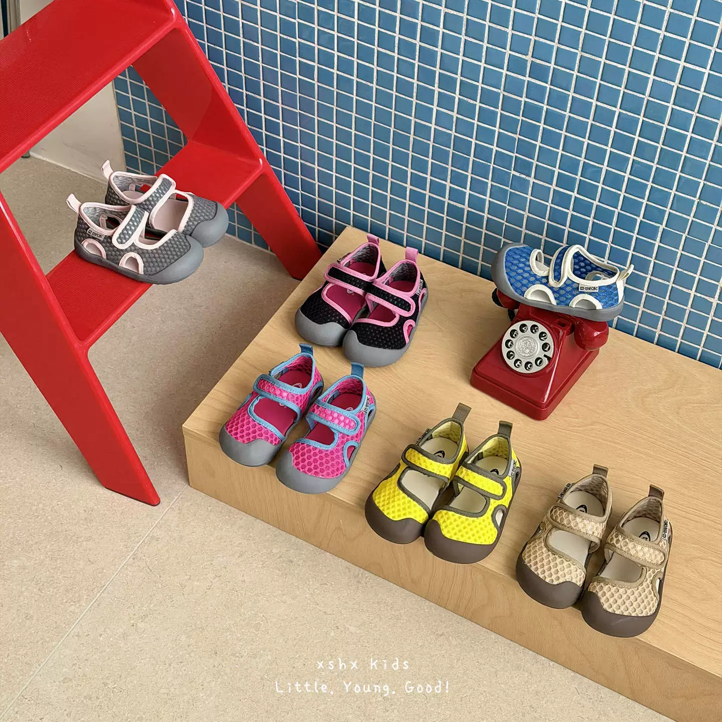 XSHX Retro Bauhaus Kinder Jungen Mädchen Frühling Sommer Eis Gefühl Atmungsaktiv Mesh Hohl Sport Zehenkappe Anti-Kick Gummi Weiche Sohle · MOHE China shoe factory