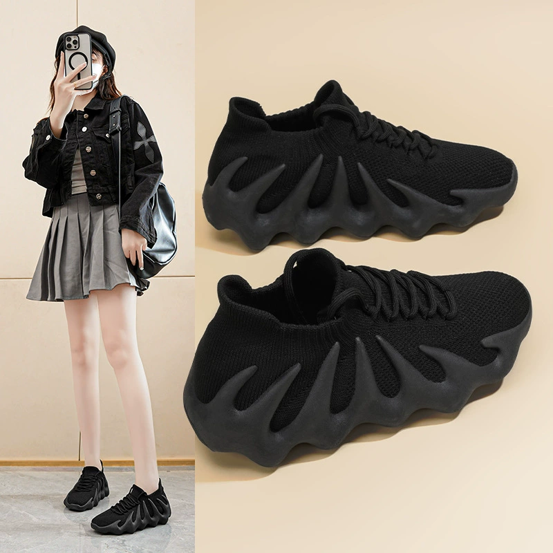 Chaussures Flyknit pieuvre noix de coco pour femme Été Coréen chaussettes baskets Dad décontractées