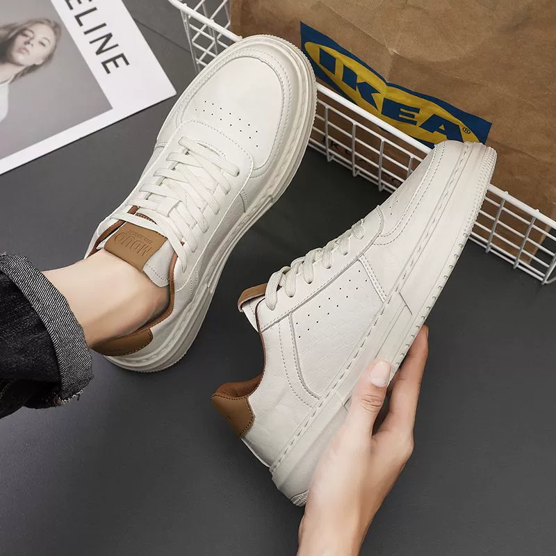 Sapatos Branco Casual Respirável Couro Masculino Novo Inverno 2026 · MOHE China shoe factory