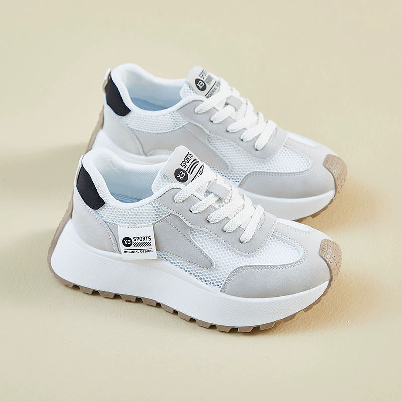 Chaussures respirantes en mesh ajouré pour femme été, semelle épaisse coréenne, sneakers décontractées type Dad