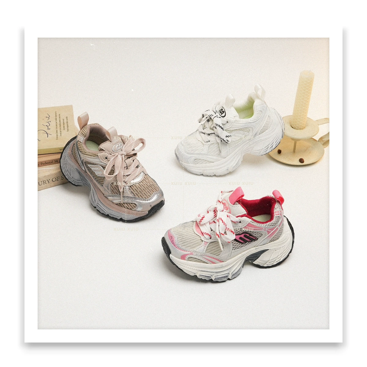 XSHX Paris 6XL Retro Avant-Garde Baskets chunky pour enfants, mesh pour printemps été