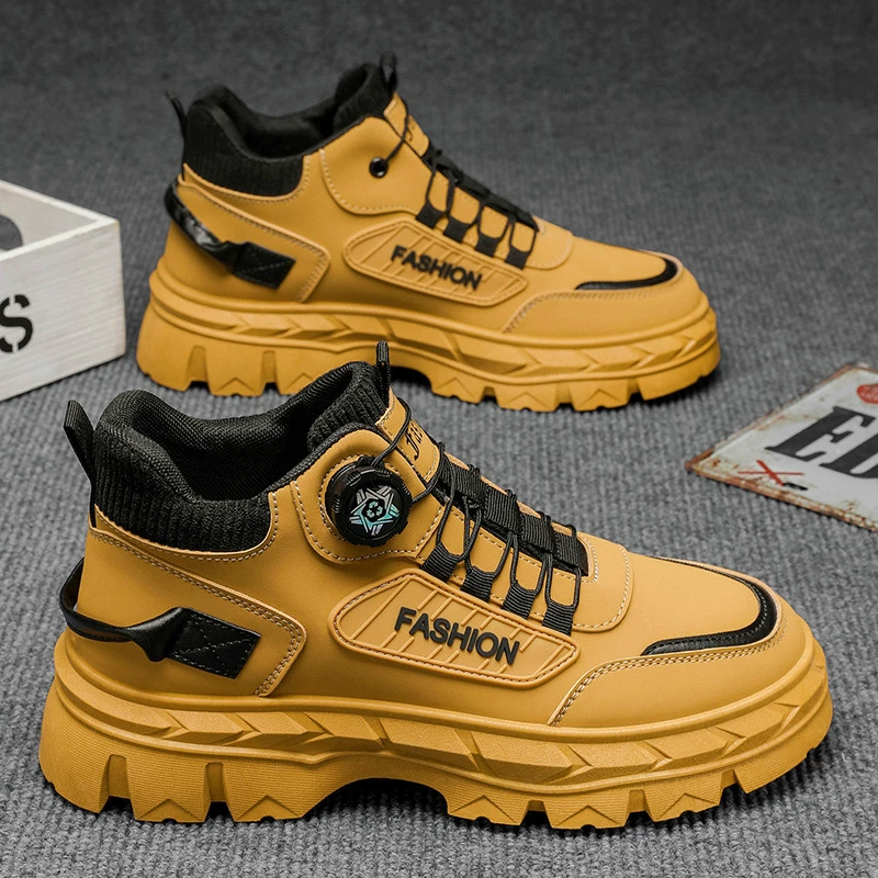 Zapatos deportivos casuales de caña alta para hombre 2026 Primavera Nuevos Suela gruesa Elevadores Antideslizantes Exteriores Botas Martin de trabajo