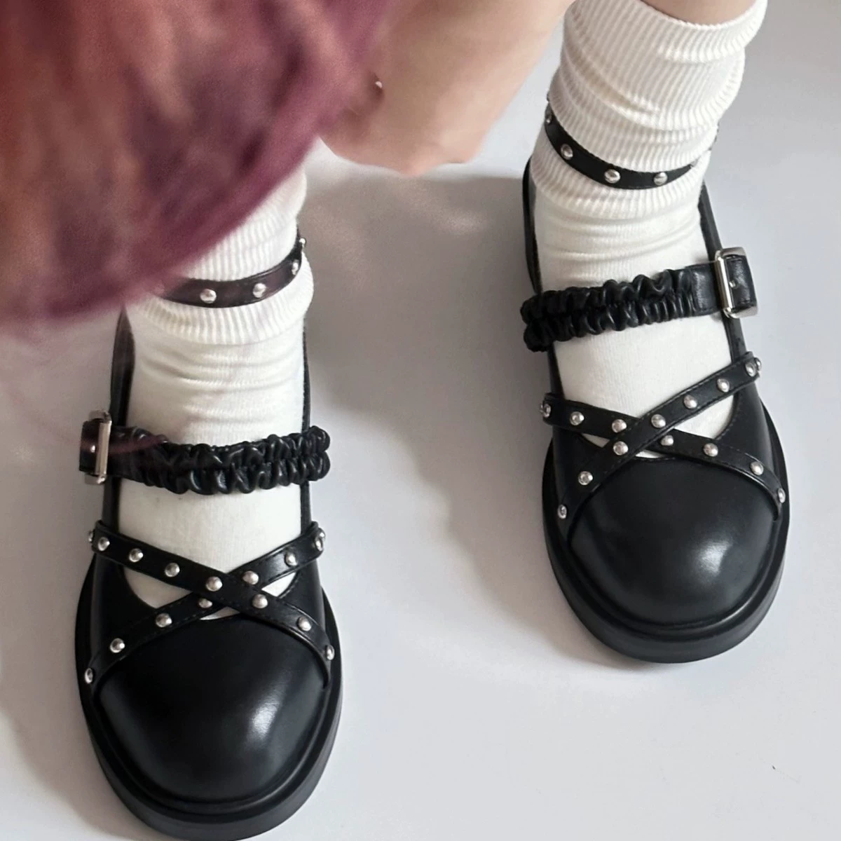 Mocasines de cuero personalizados de fábrica, tacón bloque, zapatos de mujer