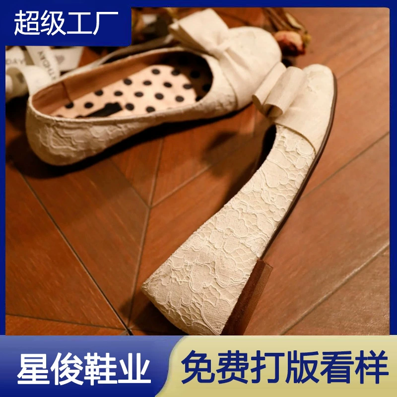 Niche New Lace Bow Ballet Shoes for Women 2025 Fashion Flat Pointed Toe Flats