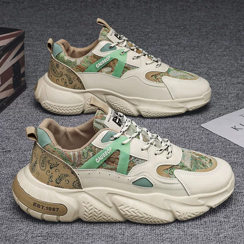 Frühling Herbst Herren Neu Atmungsaktive Schuhe Koreanische Mode Lässig Weiß Dicke Sohle Dad Sneaker · MOHE China shoe factory