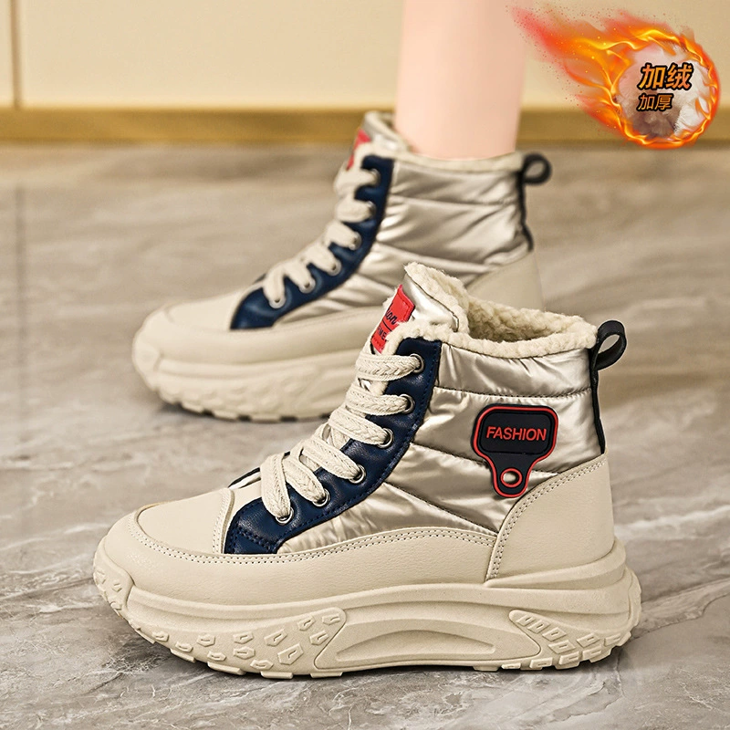 Damen Winter Fleece-gefütterte High-Top Schuhe, Baumwoll-Sneaker mit dicker Sohle K6719 · MOHE China shoe factory