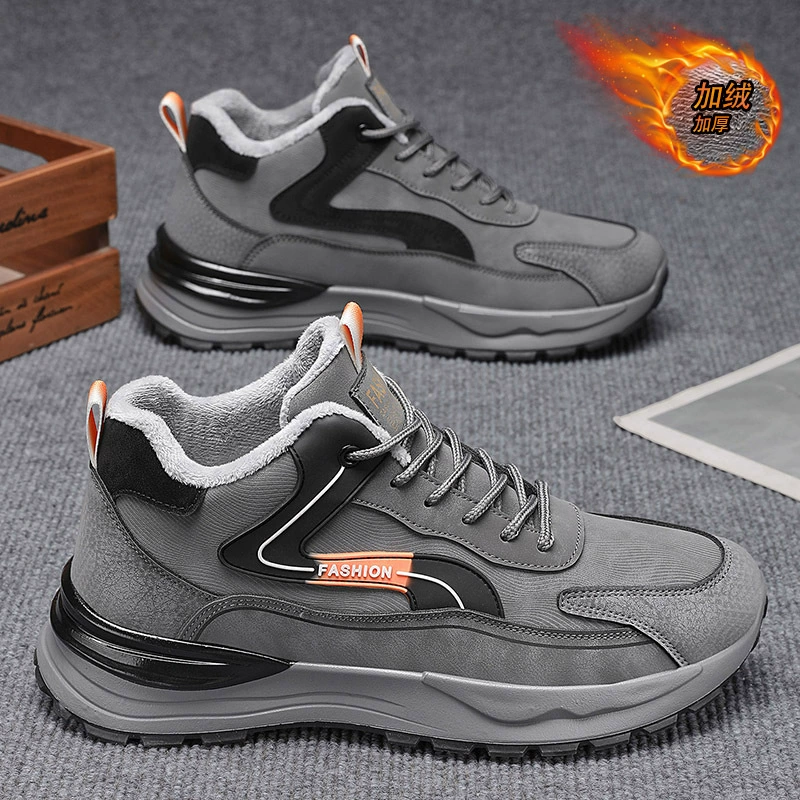 Men's Winter New Warm Lined Cotton Shoes Waterproof Anti-Slip Work Safety Thick Sole Sports Shoes